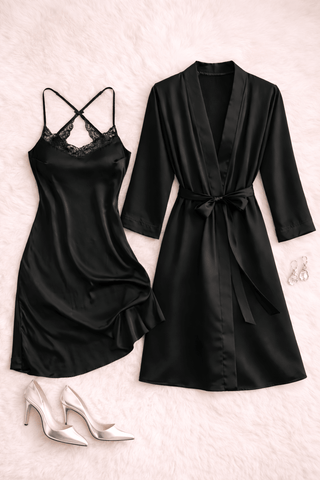 Moonlight Satin Set Women's satin lingerie set - W485 - Mina Femme