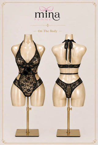 Noir Amour Women’s Wireless Lace Lingerie Bodysuit – Unpadded - R551 - Mina Femme
