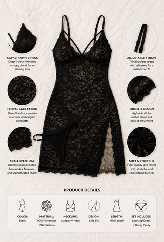 Noir Lace Seduction Babydoll - R423 - Mina Femme