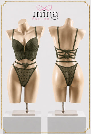 White Push Up Bra & Panty Set with Butterfly Detail - Fsn 2065