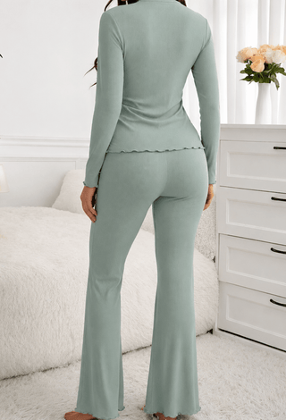 Olivia Rib Pajama Set-Premium Rib Knit Women's Loungewear - Simple 5206 - Mina Femme