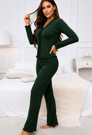 Olivia Rib Pajama Set-Premium Rib Knit Women's Loungewear - Simple 5206 - Mina Femme