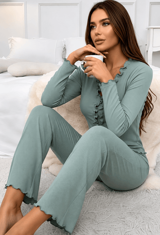 Olivia Rib Pajama Set-Premium Rib Knit Women's Loungewear - Simple 5206 - Mina Femme
