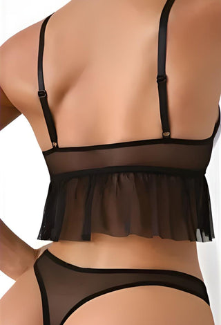 Patent Leather & Sheer Mesh Lingerie Set – Bra & Panty for Women - Tatee T01 - Mina Femme