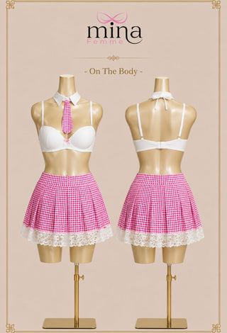 Pink Academy School Girl Push-Up Costume Lingerie Set - JOLY 2392 - Mina Femme