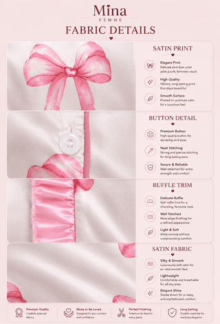 Pink Bow Satin Sleep Shirt - W532 - Mina Femme