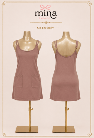 Pink Ease Egyptian Cotton Lounge Dress with Pockets - Femme 3081 - Mina Femme