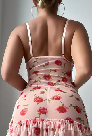 Pink Sheer Floral Push-Up Tulle Lingerie - Eve 6989 - Mina Femme