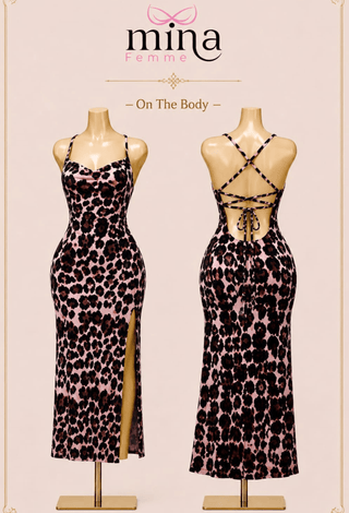 Pink Wild Tiger Print Butter Maxi Home Dress - Joly 2313 - Mina Femme