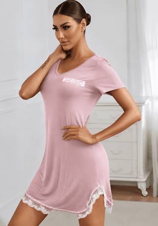 Plum Egyptian Cotton Nightdress | Mina Femme Comfort Collection - Femme 2812 - Mina Femme