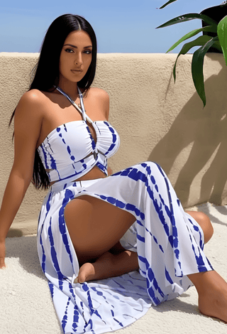 Printed Cut-Out Maxi Dress in Butter Fabric – Unpadded - Manuel x512 - Mina Femme