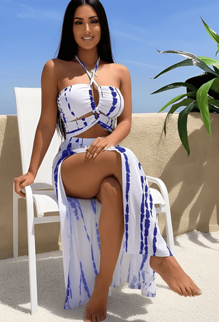 Printed Cut-Out Maxi Dress in Butter Fabric – Unpadded - Manuel x512 - Mina Femme