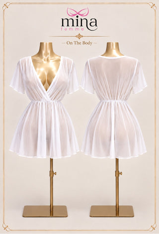 Pure Elegance White Chiffon Lingerie Dress - Z12 - Mina Femme