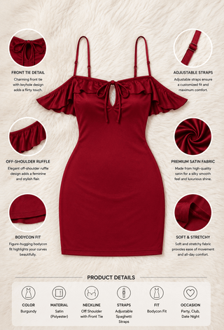 Red Off-Shoulder Butter Mini Dress – Elegant Bodycon Party Dress - Joly 2366 - Mina Femme