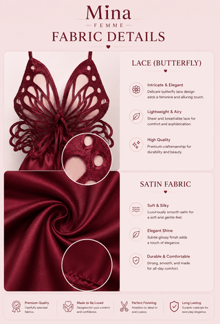 Red Satin Butterfly Lingerie - W718 | Mina Femme - Mina Femme