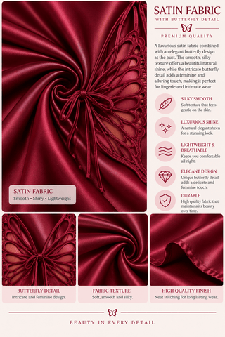 Red Satin Butterfly Lingerie - W718 | Mina Femme - Mina Femme