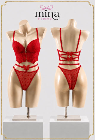 White Push Up Bra & Panty Set with Butterfly Detail - Fsn 2065