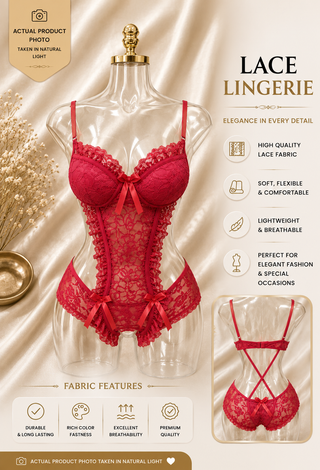 Scarlet Temptation Lace Teddy Set - R505