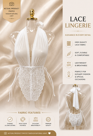 White Sheer Halter Lace Bodysuit for Women | Bridal Lingerie –  R241