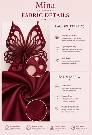 Red Satin Butterfly Lingerie - W718 | Mina Femme