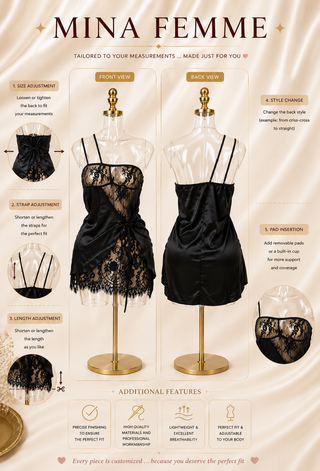 Sheer Tie-Side Black Satin Lace Wrap Babydoll - W675