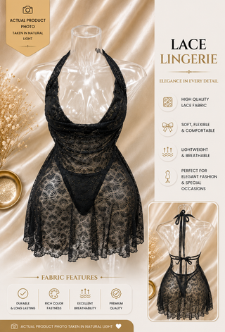 Midnight Allure Lace Babydoll - R492