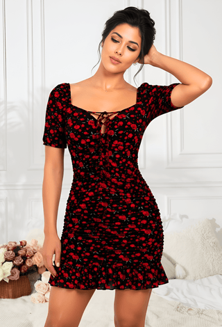 Romantic Floral Butter Fabric Mini Dress - Joly 2025 - Mina Femme