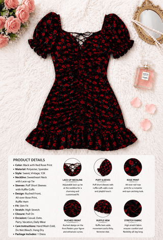 Romantic Floral Butter Fabric Mini Dress - Joly 2025 - Mina Femme