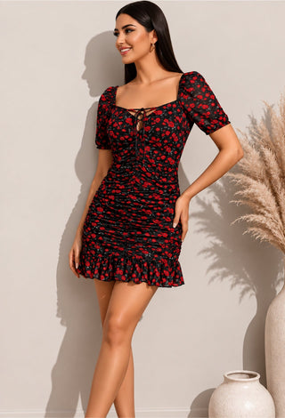 Romantic Floral Butter Fabric Mini Dress - Joly 2025 - Mina Femme