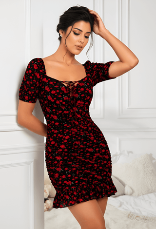 Romantic Floral Butter Fabric Mini Dress - Joly 2025 - Mina Femme