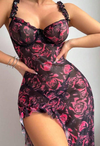 Rose Noir Sheer Maxi Babydoll - Eve 7027 - Mina Femme