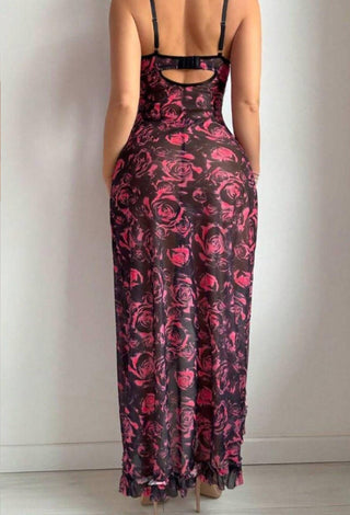 Rose Noir Sheer Maxi Babydoll - Eve 7027 - Mina Femme