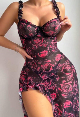 Rose Noir Sheer Maxi Babydoll - Eve 7027 - Mina Femme