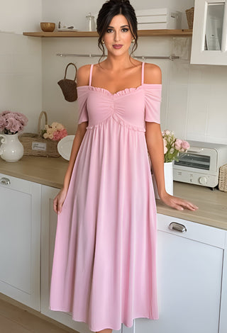 Rosé Ribbon Egyptian Cotton Nightdress | Soft Bow Detail Sleepwear - Femme 4092 - Mina Femme