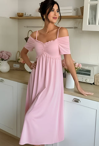 Rosé Ribbon Egyptian Cotton Nightdress | Soft Bow Detail Sleepwear - Femme 4092 - Mina Femme
