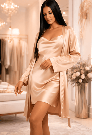 Rouge Satin Lingerie Set - W057 - Mina Femme