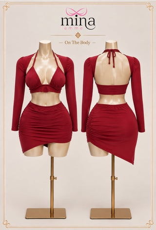Ruby Desire Butter Lingerie Set with Detachable Tie-Back Sleeves - JOLY 2353 - Mina Femme