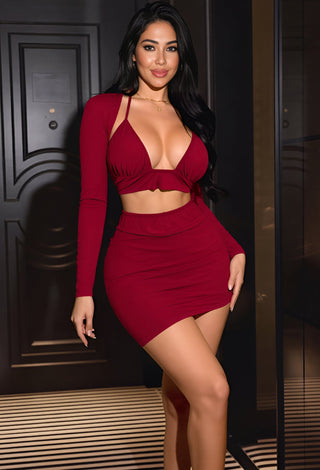 Ruby Desire Butter Lingerie Set with Detachable Tie-Back Sleeves - JOLY 2353 - Mina Femme