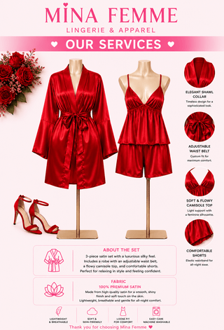 Ruby Satin Babydoll & Robe Set - W594 | Mina Femme - Mina Femme