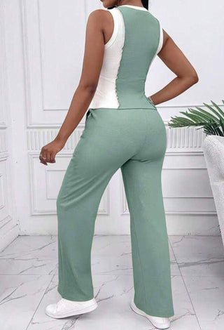 Sage Green Egyptian Cotton Set | Mina Femme Casual Collection - Femme 3084 - Mina Femme