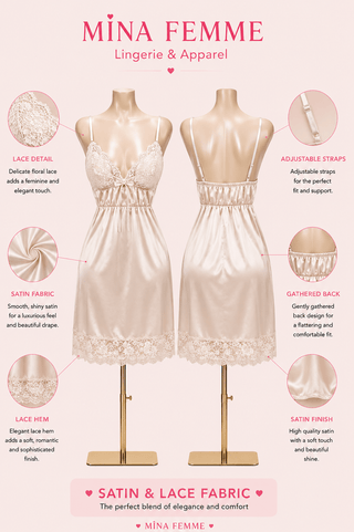 Satin Babydoll Lingerie for Women - W076 - Mina Femme