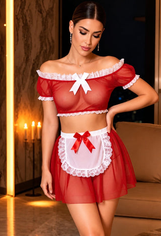 Scarlet Fantasy Sheer Tulle Lingerie Set - R448 - Mina Femme