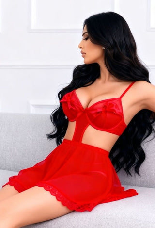 Scarlet Tulle Babydoll Dress - R528 - Mina Femme