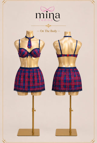 Schoolgirl Push-Up Lingerie Set with Lace – Butter Fabric - JOLY 2391 - Mina Femme