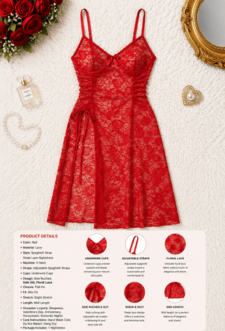 Sensual Scarlet Lace Lingerie Dress – Mina Femme - R351 | Mina Femme - Mina Femme