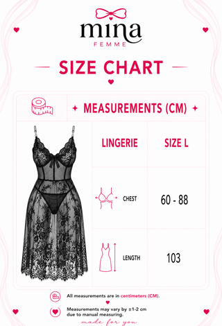 Sexy Black Floral Lace Mesh Nightdress for Women - R465 - Mina Femme