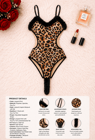Sexy Leopard Print Butter Bodysuit Lingerie - JOLY 2359 - Mina Femme