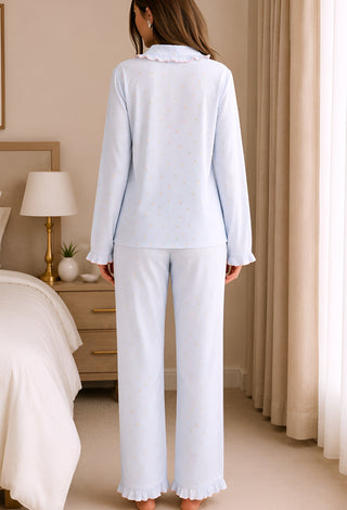 Sky Blossom Linen Pajama Set - Perfect 7501 - Mina Femme