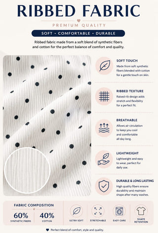 Snow Dots Egyptian Ribbed Cotton Dress – Elegant Women's Loungewear - Simple 5205 - Mina Femme