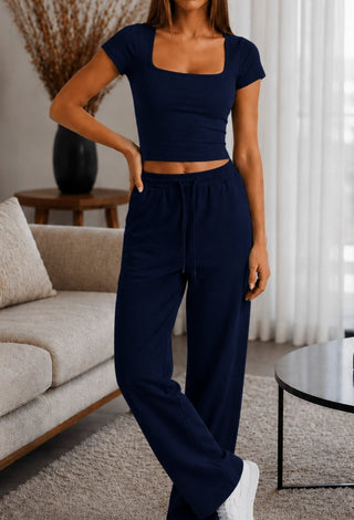 Soft Blue Egyptian Cotton Pajama Set - Femme 4074 - Mina Femme